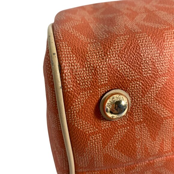 MICHAEL KORS Grayson Medium Satchel Signature Bag Tangerine Orange w/ Bag Charm - Picture 13 of 15